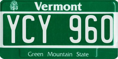 VT license plate YCY960