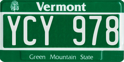 VT license plate YCY978