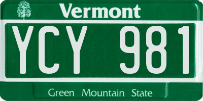 VT license plate YCY981