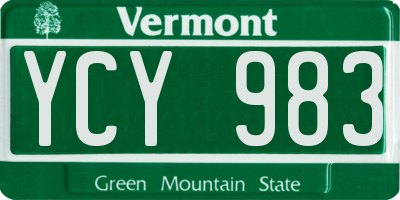 VT license plate YCY983