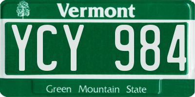 VT license plate YCY984