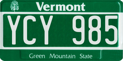 VT license plate YCY985