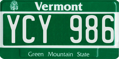 VT license plate YCY986