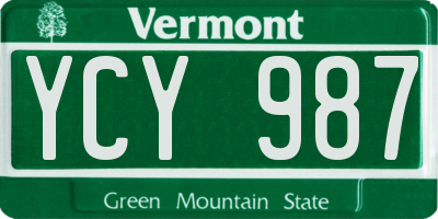 VT license plate YCY987