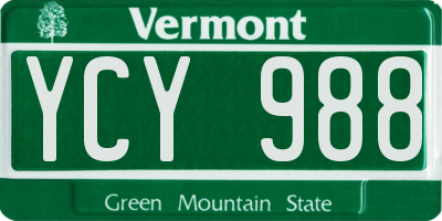 VT license plate YCY988