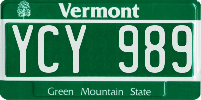VT license plate YCY989