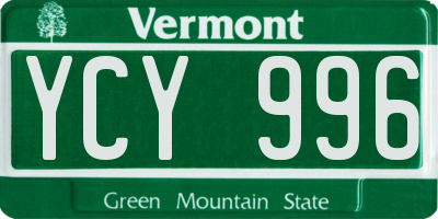 VT license plate YCY996