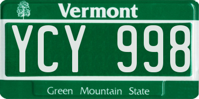 VT license plate YCY998