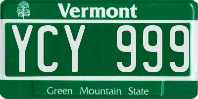 VT license plate YCY999