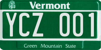 VT license plate YCZ001