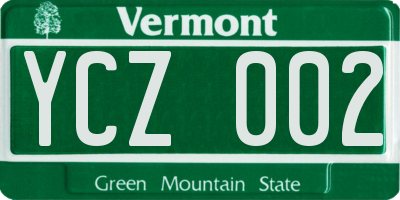 VT license plate YCZ002