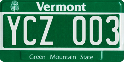 VT license plate YCZ003