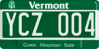 VT license plate YCZ004