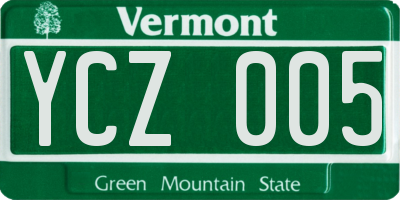 VT license plate YCZ005