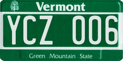 VT license plate YCZ006