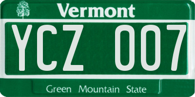 VT license plate YCZ007