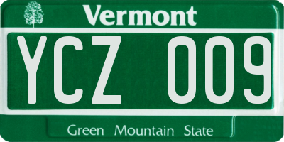 VT license plate YCZ009