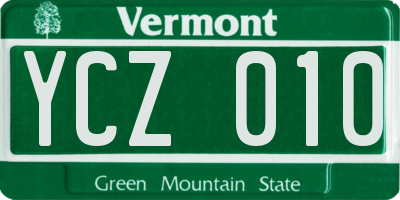 VT license plate YCZ010