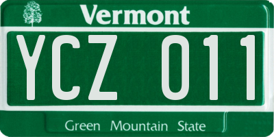 VT license plate YCZ011