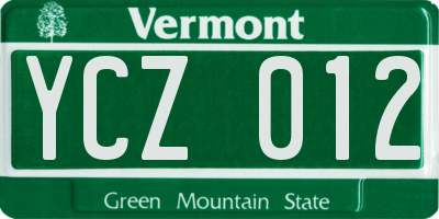 VT license plate YCZ012
