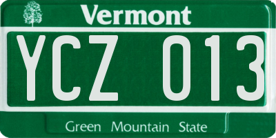 VT license plate YCZ013