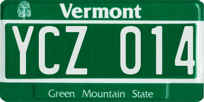 VT license plate YCZ014