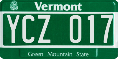 VT license plate YCZ017