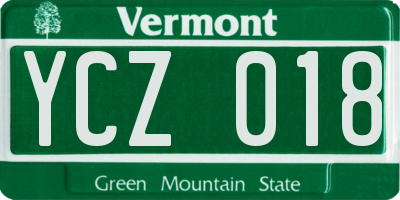 VT license plate YCZ018