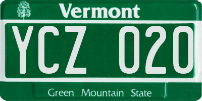 VT license plate YCZ020