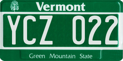 VT license plate YCZ022