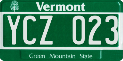 VT license plate YCZ023