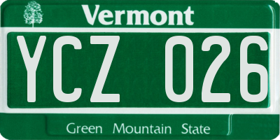 VT license plate YCZ026