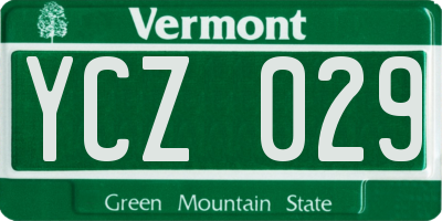 VT license plate YCZ029