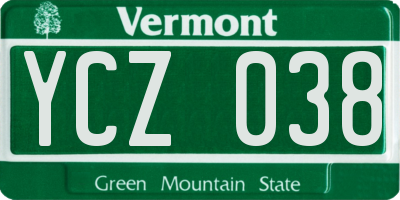 VT license plate YCZ038