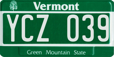 VT license plate YCZ039