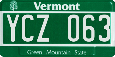 VT license plate YCZ063
