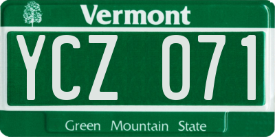 VT license plate YCZ071