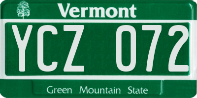 VT license plate YCZ072