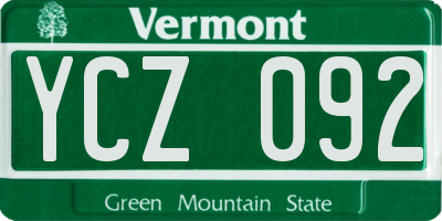 VT license plate YCZ092