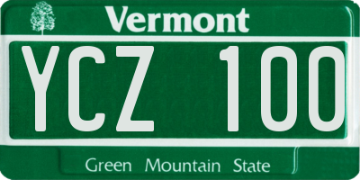 VT license plate YCZ100