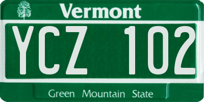 VT license plate YCZ102