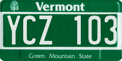 VT license plate YCZ103
