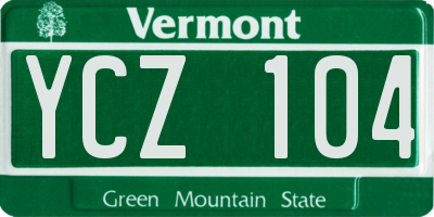 VT license plate YCZ104