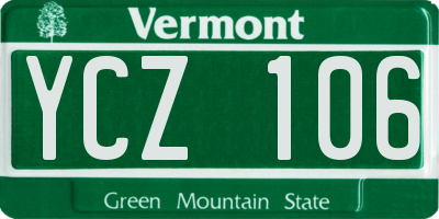 VT license plate YCZ106