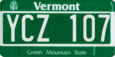 VT license plate YCZ107