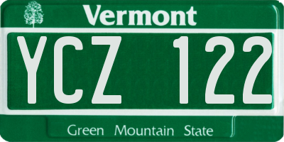 VT license plate YCZ122