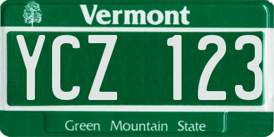 VT license plate YCZ123