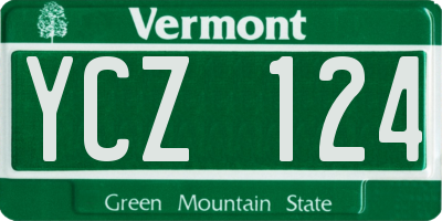 VT license plate YCZ124