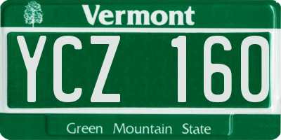 VT license plate YCZ160