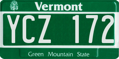 VT license plate YCZ172